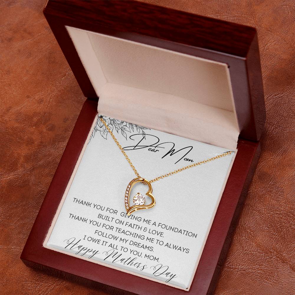To Mom - Foundation Built on Faith & Love - Forever Love Necklace